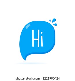 Hi. Sticker for social media content. Hand drawn speech bubble icon. Modern flat vector illustration.