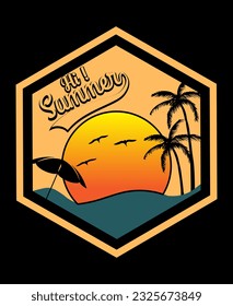 Hi Summer vector illustration T-shirt design