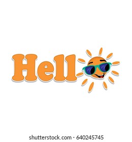 Hi sunshine. Bright, colored sun in sunglasses on a white background. Vector illustration