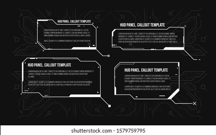Hi tech abstract, rectangle frame. HUD futuristic user interface screen elements set. Sci-Fi Virtual Reality panell.