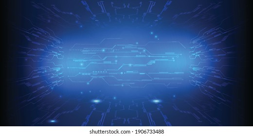 Hi tech architectural digital circuit pattern dark blue futuristic background banner and wallpapers.Vector illustrations.