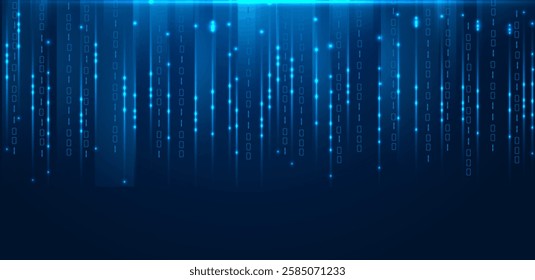 Hi tech background. Digital futuristic with binary blue dark editable