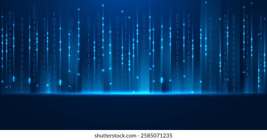 Hi tech background. Digital futuristic with binary blue dark editable