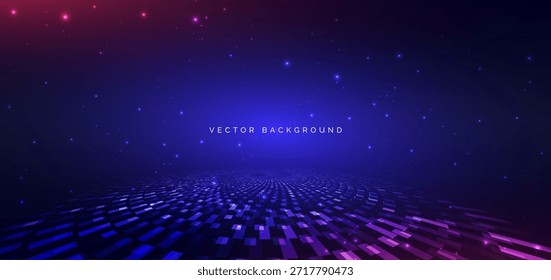 Hi-Tech blaues Element auf dunkelblauem Hintergrund mit Lichteffekt. Technologie futuristisches Konzept. Vektorgrafik