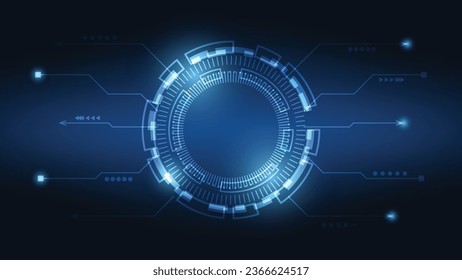 Pantalla digital HUD de círculo de alta tecnología para diseño gráfico moderno. concepto de fondo de tecnología futurista