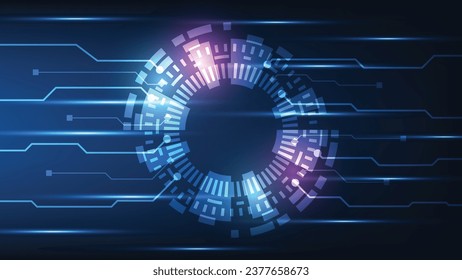 Hi tech circle digital HUD screen for modern graphic design. futuristic technology background concept