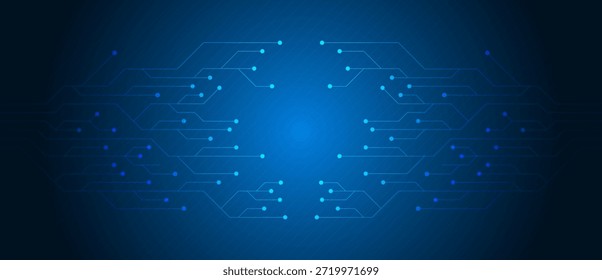 Hi tech circuit board design innovation banner blue. Abstract technology circuit board. Communication concept.