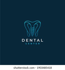 hi tech dental care - modern orthodontic technology, dentistry, medical care business logo web icon. line art logotype of teeth implant