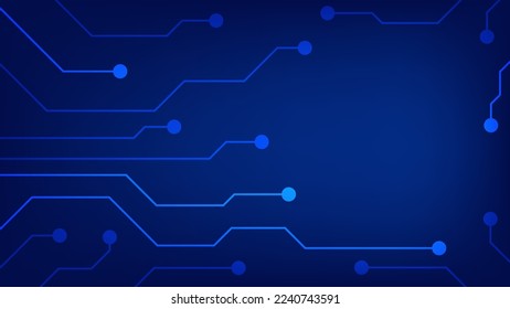 Tarjeta de circuito digital de alta tecnología. Almohadilla de IA y líneas eléctricas conectadas con fondo de iluminación azul. concepto de elemento de diseño de tecnología futurista