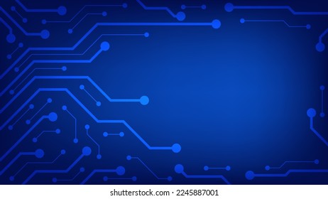 Hi tech digital circuit board. AI pad and electrical lines connected on blue lighting background. futuristic technology design element concept