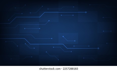 Hi tech digital circuit board. AI pad and electrical lines connected on blue lighting background. futuristic technology design element concept