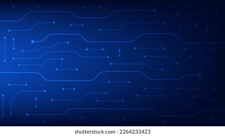 Hi tech digital circuit board. AI pad and electrical lines connected on blue lighting background. futuristic technology design element concept