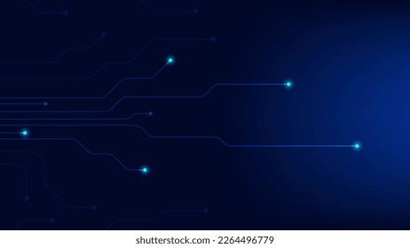 Hi tech digital circuit board. AI pad and electrical lines connected on blue lighting background. futuristic technology design element concept