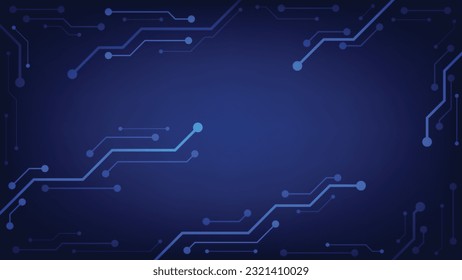 Hi tech digital circuit board. AI pad and electrical lines connected on blue lighting background. futuristic technology design element concept