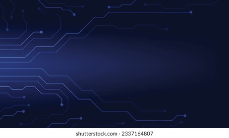 Tarjeta de circuito digital de alta tecnología. Almohadilla de IA y líneas eléctricas conectadas con fondo de iluminación azul. concepto de elemento de diseño de tecnología futurista