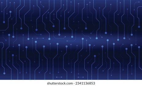 Hi tech digital circuit board. AI pad and electrical lines connected on blue lighting background. futuristic technology design element concept