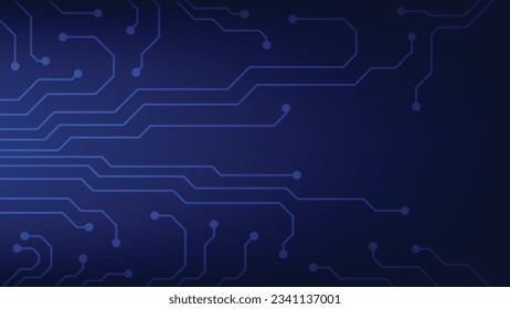 Tarjeta de circuito digital de alta tecnología. Almohadilla de IA y líneas eléctricas conectadas con fondo de iluminación azul. concepto de elemento de diseño de tecnología futurista