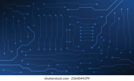 High-Tech-Digital-Schalttafel. AI-Pad und elektrische Leitungen auf blauem Hintergrund. Konzept des futuristischen Technologiedesigns