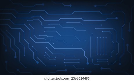 Hi tech digital circuit board. AI pad and electrical lines connected on blue lighting background. futuristic technology design element concept