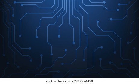 Tarjeta de circuito digital de alta tecnología. Almohadilla de IA y líneas eléctricas conectadas con fondo de iluminación azul. concepto de elemento de diseño de tecnología futurista