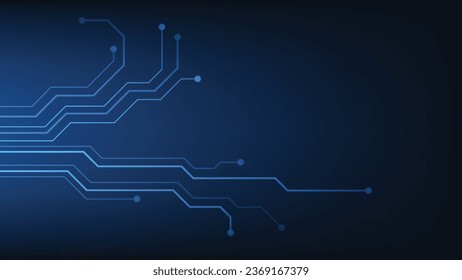 Tarjeta de circuito digital de alta tecnología. Almohadilla de IA y líneas eléctricas conectadas con fondo de iluminación azul. concepto de elemento de diseño de tecnología futurista