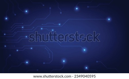 Hi tech digital circuit board. AI pad and electrical lines connected on blue lighting background. futuristic technology design element concept
