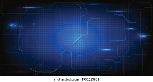 Papeles de fondo de tecnología digital de alta tecnología y banner con concepto futurista de circuito de línea de cuadrícula.Ilustraciones vectoriales.