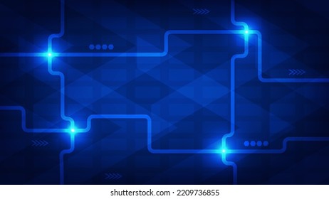 Hi tech digital technology and futuristic communication background concept. electric connecting lines as network with blue lighting