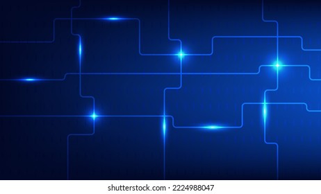 Hi tech digital technology and futuristic communication background concept. electric connecting lines as network with blue lighting