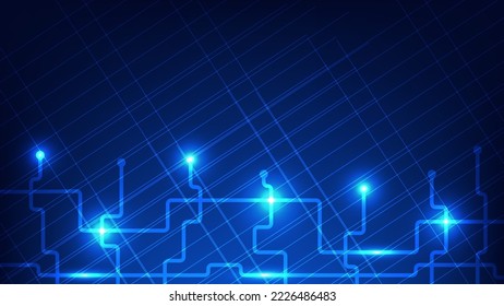 High-Tech-Digitaltechnologie und futuristisches Hintergrundkonzept für Kommunikation. elektrische Verbindungsleitungen als Netz mit blauer Beleuchtung