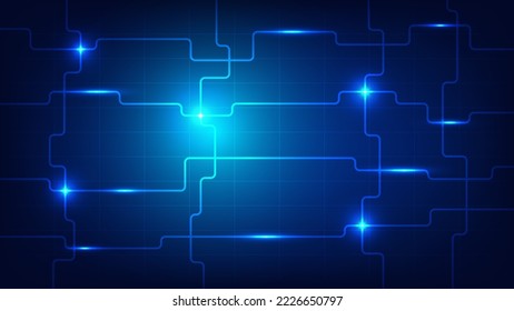 High-Tech-Digitaltechnologie und futuristisches Hintergrundkonzept für Kommunikation. elektrische Verbindungsleitungen als Netz mit blauer Beleuchtung