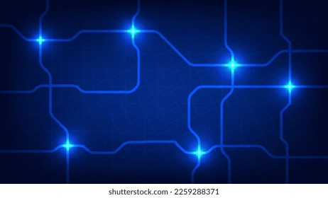 Hi tech digital technology and futuristic communication background concept. electric connecting lines as network with blue lighting