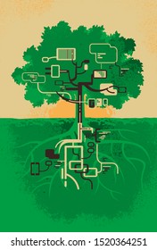 hi tech digital technology tree creative design vector illustration