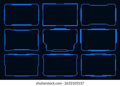 Hi tech frame cyberpunk style design element. Technology HUD sci-fi design