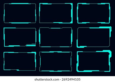 Hi tech frame set cyberpunk style design element Technology HUD sci-fi
