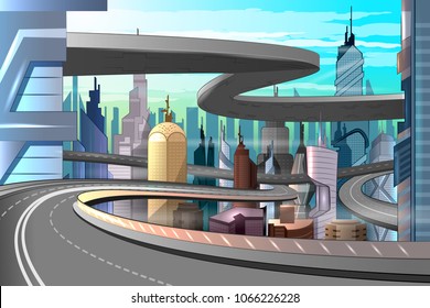 Hi tech futuristic Future Smart city town planning concept. Vector illustration