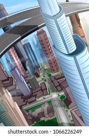 Hi tech futuristic Future Smart city town planning concept. Vector illustration