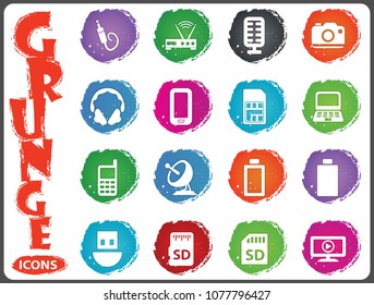 Hi tech grunge icons for user interface design