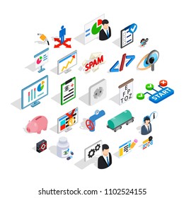 Hi tech icons set. Isometric set of 25 hi tech vector icons for web isolated on white background