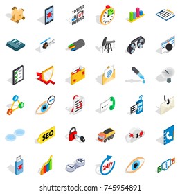 Hi tech icons set. Isometric style of 36 hi tech vector icons for web isolated on white background