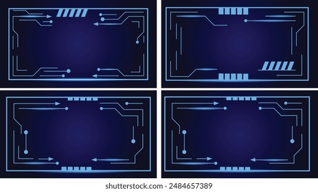 Hi Tech Industrial Frame Artificial Intelligence Copy Space Set. Technology and computing science concept vector