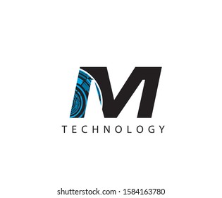 Hi Tech M Letter Logo Icon