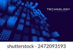 Hi Tech Network Connection Blue Lines Grid. 3D Technology Style Banner Design. Technology Vector Illustration. Futuristic Design for Technology or Science Event. 