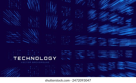 Hi Tech Network Connection Blue Lines Grid. 3D Technology Style Banner Design. Technology Vector Illustration. Futuristic Design for Technology or Science Event. 