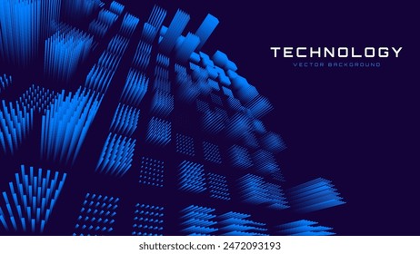 Hi Tech Network Connection Blue Lines Grid. 3D Technology Style Banner Design. Technology Vector Illustration. Futuristic Design for Technology or Science Event. 