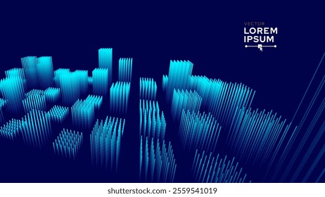 Hi Tech Network Connection Blue Lines Grid. 3D Technology Style Banner Design. Technology Vector Illustration. Futuristic Design for Technology or Science Event.