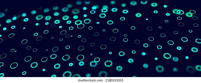 Hi Tech Network Connection Circles Perspective Grid. 3D Technology Style Banner Design. Futuristic Design for Technology or Science Event. Digital Data Structure Concept. Vector Illustration.