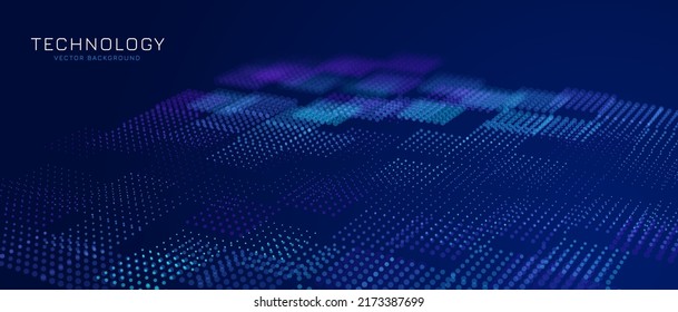 Hi Tech Network Connection Grid. 3D Technology Style Baner Design. Technology Vector Illustration. Futuristic Design for Technology or Science Event. Perspective Grid with Depth of Field Effect (DOF)