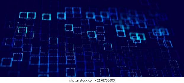 Hi Tech Network Connection Grid. 3D Technology Style Banner Design. Futuristic Design for Technology or Science Event. Digital Data Structure Concept. Ultra Wide Vector Illustration.