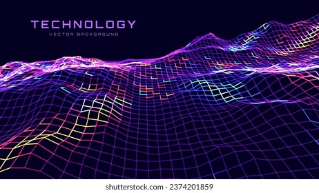 Red de conexión de alta tecnología. Diseño de Baner de Estilo Tecnológico 3D. Ilustración de vectores de tecnología. Diseño Futurista para un evento de Tecnología o Ciencia. 